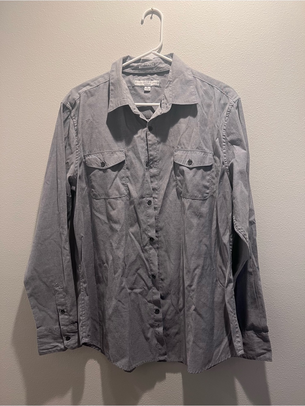 P&C Stretch Classic Fit Gray Button-Down Shirt